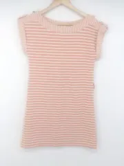 ◇ Fabulous Angela ボーダー フレンチスリーブ ミニ ワンピース サイズM ピンクベージュ系 レディース E  【1302180005417】