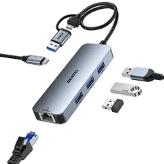 「BENFEIUSB-CUSB3.0ギガビットイーサネットアダプター付き3ポートハブ。MacBookPro/Air2023、iPadPro、iMac、GalaxyS23、XPS17、SurfaceBook