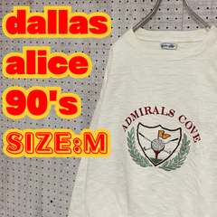 【ヴィンテージ】dallas alice　ゴルフ　90'S　スウェット　刺繍　S　ホワイト　US古着　MTSW2310-141