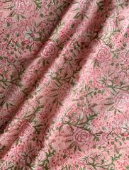 インド綿　ブロックプリント　花柄　ピンク　50cm