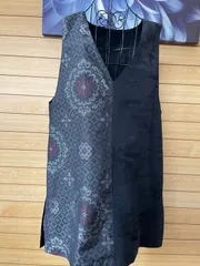 着物リメイク　大島紬　羽尺反物　エプロンワンピース　ジャンパースカート