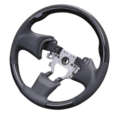 リフレッシュステアリング (ピアノブラック×グレーレザー) スポーツステアリング ステップワゴン RK1-4 R5/11- YourParts d1325 ガングリップ  ハンドル 車