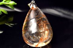 【１点物】シルバー925◇草入り水晶 MIXエピドートインクォーツ　33x23mm　ドロップ ペンダントトップ パワーストーン 天然石 _PC4132