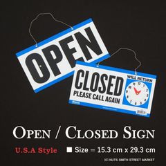 新品 USA OPEN CLOSED カッコイイ 目立つ ドア ウインドウ 入口 看板 サイン 時計 海外店舗ストア用品