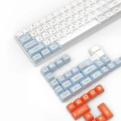 ゲーミングキーキャップ PBT ダブルショット二色成型 149キー 白 サーモンピンク 青 ASAプロファイル 61/64/68/75/78/84/87/96/98/100/104/108キーボードに適用 Cherry MX/Gateron/Kailh スイッのサムネイル