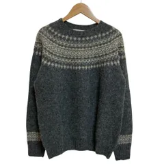 美品 John Tulloch ジョンタロック スコットランド製 ウール クルーネック ニット セーター サイズ38 グレー レディース 古着 中古 USED