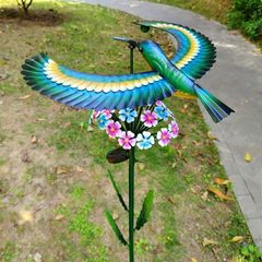 置物 オブジェ 光る 鳥 まわる カワセミ 翡翠 花 ガーデンライト