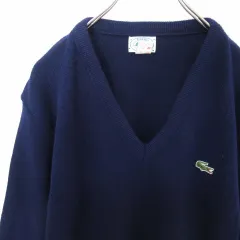 USA製 ヴィンテージ IZOD LACOSTE ラコステ Vネック ニット セーター ロゴ刺繍 w903863ssのサムネイル