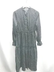 ◇ ⊇ pairmanon ペアマノン ドット柄 長袖 ロング丈 ワンピース サイズLL ブラック レディース E  【1410100058945】