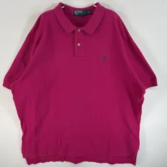 古着 90's/90年代 ポロバイラルフローレン Polo by Ralph Lauren 鹿の子 半袖 ポロシャツ ワンポイント ロゴ 刺繍 大きいサイズ 2ボタン XXL  ピンク系 無地 メンズ
