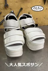 ☆新品未使用☆ 24.5cm ヨースケ YOSUKE 厚底サンダル レディース ホワイト アンクルストラップ スポーツサンダル ベルクロサンダル スニーカーサンダル 約8cm 厚底フラットソール MY649-271