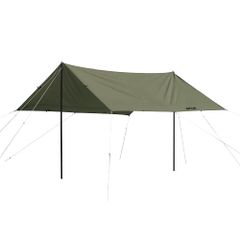 TCレクタタープ スクエア型 Mサイズ 360cm×360cm オリーブ ポリコットン 難燃素材 撥水加工 ペグ 自在ロープ 収納袋付き VASTLAND（ヴァストランド）