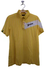 【美品】SRIXON(スリクソン) ポロシャツ 黄色白ストライプ メンズ L ゴルフ用品 2503-0621 中古