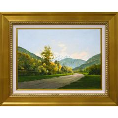 林　朝路「スイス風景」油絵・P8号 百貨店・画廊個展を中心に活躍 フランス在住 京都出身 小竹美術 真作保証