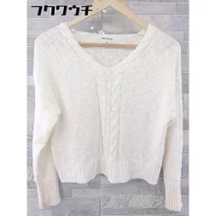 ◇ NATURAL BEAUTY BASIC ケーブル Vネック コットン系 長袖 ニットセーター サイズM オフホワイト レディース 【中古】 【1103310010307】
