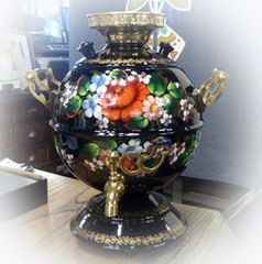 ジョストボ塗り・ロシア　サモワール　(変圧器付）