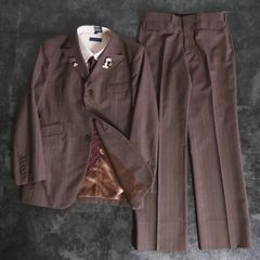 【Vintage】Reats Tailor Zazous 5点セット セレモニー シングル スーツ センターベント セットアップ 上下 ボルドー系  成人式 卒業式 結婚式（ピンズ＆シャツ＆ネクタイ おまけ）