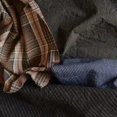 古布 はぎれ 木綿 昭和中期 縞格子柄 ヴィンテージ リメイク素材 4枚 B25 | Japanese Vintage Cotton Fabric Scrap Set of 4 – Striped & Check Patterns, Remake