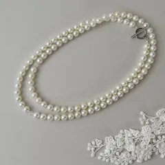 コットンパール風ロングネックレス　5way