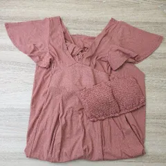 ◇ ◎ LIPSERVICE リップサービス 背中開き 夏用 半袖 ロング丈 ワンピース サイズF オレンジ系 レディース E  【1405140023947】