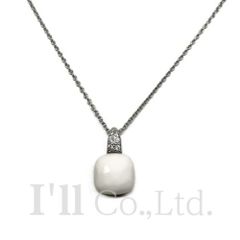 Pomellato　ポメラート　カプリ　ネックレス　750WG　カルセドニー　7Pパヴェダイヤモンド　ブランドジュエリー　アクセサリー　ペンダント　K18WG　18KT　18金　Au750　ホワイトゴールド　色石【中古】【76106】