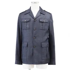 【未使用】GUCCI グッチ サファリジャケット デニム ウール × モヘア M-65 ミリタリー シグネチャー ロゴ ボタン ブルゾン アウター メンズ サイズ 46 インディゴ イタリア製のサムネイル