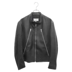 Martin Margiela (マルタンマルジェラ) 23SS 八の字 5ZIPライダース ラムレザー シングル ジャケット ブラック S50AM0489 SY1460のサムネイル