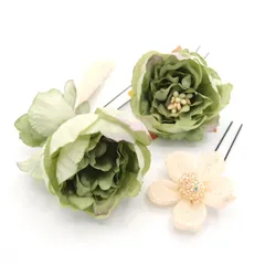 髪飾り 成人式 振袖 浴衣 袴 ３点セット 緑 結婚式 入学式 入園式 卒園式 卒業式 七五三 753 ブライダル 前撮り 和装 日本製 花 かんざし フォーマル 簪 花飾り 人気 着物 房 グリーン W 28 323-277 u831　Si