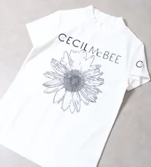 【CECIL McBEE green】フラワープリントモックネック（ﾎﾜｲﾄ）【Mサイズ】   M218