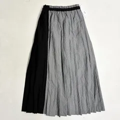 ◆ nop de nod ノップドゥノッド ロングスカート タグ付き 切替 プリーツ ギンガムチェック 柄 古着 ブラック サイズM レディース 0.57kg