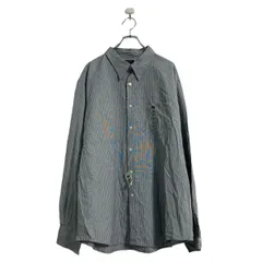 DOCKERS 長袖 ストライプシャツ 2XL グレー ドッカーズ ビッグサイズ 古着卸 アメリカ仕入 a607-6610