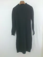 ◇ ◎ E hyphen world gallery PEACE モックネック ニット 長袖 膝下丈 ワンピース サイズF ブラック レディース E  【1306210017579】