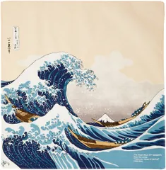 丸全(Maruzen) 和雑貨 綿風呂敷 北斎浪裏 50×50cm No102
