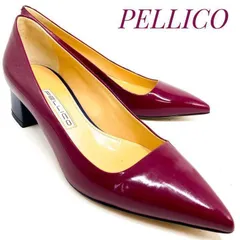 【ほぼ未使用】PELLICO ペリーコ ポインテッドトゥ エナメル パンプス バーガンディ 24cm　革靴 カジュアル 本革 本皮 レディース