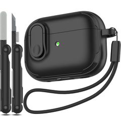 【新着商品】ロック付き、強力な落下保護、TPU (2023/2022/2019) 肌に優しい質感 ケース Airpods Pro Pro 第 Airpod 2 世代用 for (USB-C/ライトニング RFUNGUANGO ケーブル)、ブラック