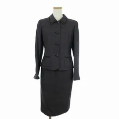 ハナエモリ HANAE MORI DEUX セットアップ ウールジャケット シングル スカート シルク混 総裏 サイドジップ ダークネイビー 38 ■SM1のサムネイル