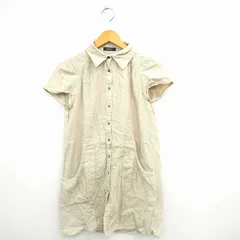 コムサイズム COMME CA ISM ワンピース シャツ ブラウス 無地 シンプル ひざ丈 フレンチスリーブ コットン 綿 M ベージュ /MT20