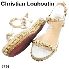 クリスチャンルブタン　カタクロウサンダル　ゴールド系　スタッズ　レザー