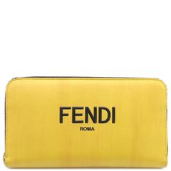 フェンディ FENDI 長財布 FENDI ロゴ ジップアラウンド ウォレット レザー イエロー ゴールド金具 黄 ラウンドファスナー   7M0210 【箱】【中古】