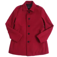 極美品□BURBERRY BLACK LABEL/バーバリーブラックレーベル ロゴボタン 裏地キルティング ウール シングル ピーコート ワインレッド L 正規のサムネイル