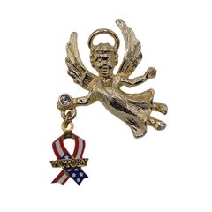 VICTORY 星条旗柄リボン 天使 ピンズ エンジェル アメリカ輸入雑貨 ピンバッチ アクセサリー ピンバッジ pins-22242のサムネイル