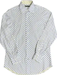 MADE IN JAPAN製 SHIPS 長袖ボタンダウンチェックシャツ ホワイト×ブルー Mサイズ