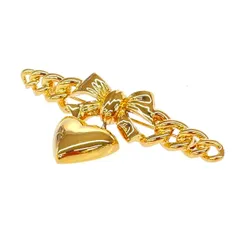 良好 NINA RICCI ニナリッチ  ブローチ   ゴールドカラー GP レディース スウィング リボン ハート アクセサリー　240001148462