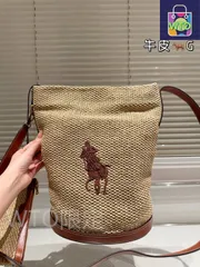 【今日WTO】Polo - style Straw Bucket Bag ポロスタイル ストロー バケットバッグ-WTO輸入-TM22