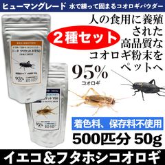 ★コオロギ 粉末 パウダー【イエコ&フタホシ 50g】２種セット 爬虫類 両生類