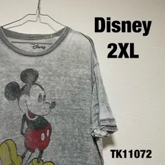 Disney Tシャツ 半袖 2XL グレー ビッグプリント キャラクター ミッキーマウス ミッキー イラスト ディズニー RN117508 古着 TK11072