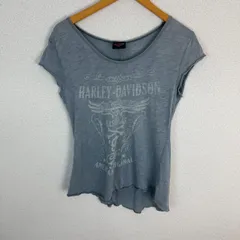 Harley-Davidson ハーレーダビッドソン Tシャツ 半袖 薄手 プリント グラフィック ブルーグレー Sサイズ レディース 古着 アメカジ Y2K ギャル