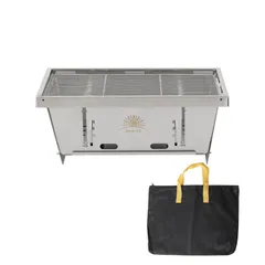 SUN-YE 折り畳みコンロ バーベキュー コンロ ＢＢＱグリル 焚き火台 igtテーブル用 調整可能な炉内燃焼カーボンプレートの高さ ステンレス製 瞬時に展開・収納 ステンレス鋼 1枚 ステンレス棒 2本 収納袋付き