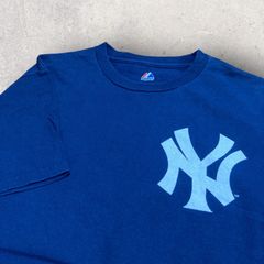 US古着 Majestic MLB NY ヤンキース 野球 JETER ジーター 2 Tシャツ M ネイビー