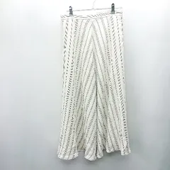 ◇ Θ ADAM ET ROPE アダムエロペ ストライプ 膝丈 フレアー スカート サイズM ベージュ系 レディース E  【1409240036685】